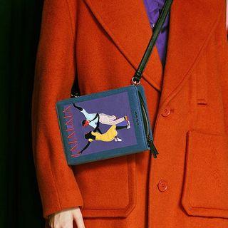 Embroidered Flap Clutch