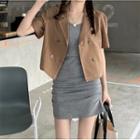 Short-sleeve Double-breasted Blazer / Mini Tank Dress