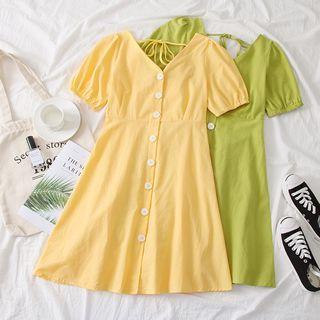 Tie-back V-neck Shirtdress