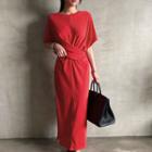 Cross-front Tie-waist Maxi Dress