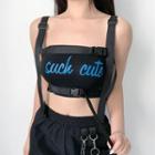 Spaghetti Strap Buckled Lettering Top