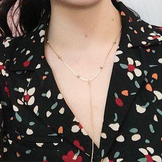 Alloy Y Necklace Bx1341 - Bead Necklace - Gold - One Size