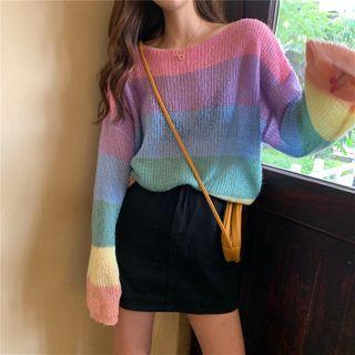 Rainbow Stripe Long Sleeve Sweater