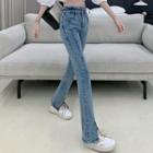 High-waist Hem Slit Jeans