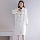 Fringed Trim Single-breasted Coat White - One Size