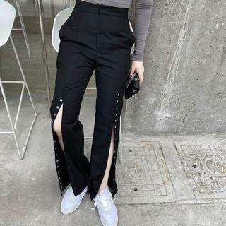 Button Wide Leg Pants