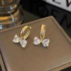 Bow Rhinestone Alloy Dangle Earring 1 Pair - Gold & Transparent - One Size