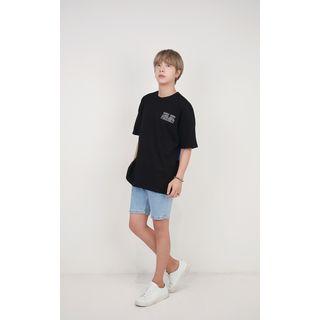 Letter-printed Contrast-panel T-shirt