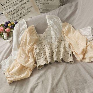 Patchwork U-neck Crop Top