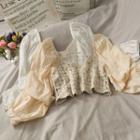 Patchwork U-neck Crop Top
