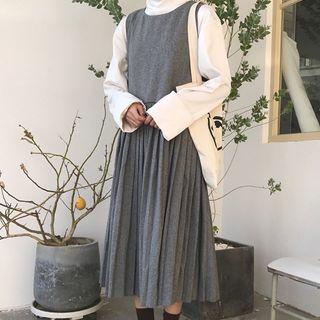 Plain Pleated Pinafore Dress