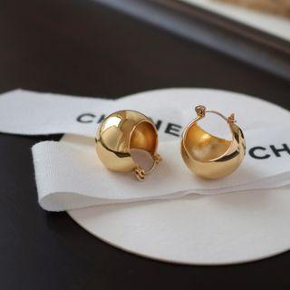Thick Earring 1 Pair - S925 Silver - Gold - One Size