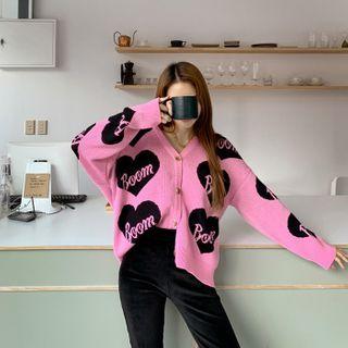 Boom Heart-pattern Cardigan