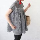 Short-sleeve Gingham Top Gingham - Black & White - One Size