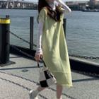 Sleeveless Midi A-line Dress / Turtleneck T-shirt