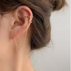 Alloy Moon Chained Earring 1 Pc - Gold - One Size