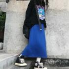 Midi A-line Skirt Blue - One Size