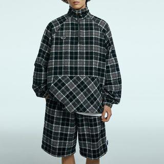 Half-zip Plaid Sweatshirt / Shorts / Set