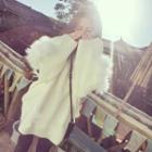 Mock-neck Fluffy Zip Knit Jacket