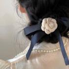 Flower Ribbon Wired Hair Tie 2726a - Black - One Size