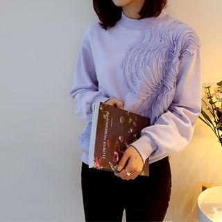 Lace-trim Brushed Fleece Sweatshirt