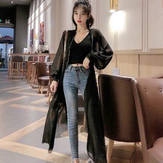 Zipped Maxi Chiffon Jacket
