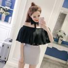 Elbow-sleeve Off Shoulder Chiffon Blouse