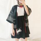 Hanfu Set: Short-sleeve Mini A-line Dress + Elbow-sleeve Jacket