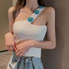 One-shoulder Flower Accent Camisole Top