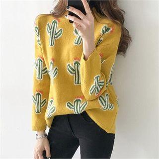 Crewneck Cactus Pattern Sweater