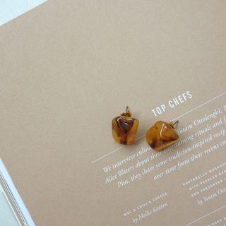 Faux-marble Earrings Brown - One Size