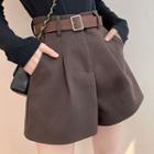 Set: Plain Dress Shorts + Belt