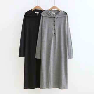 Long-sleeve Midi Knit Hoodie Dress