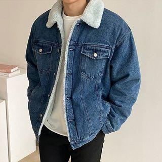 Dumble-collar Boxy Denim Jacket