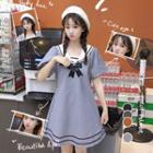 Sailor Collar Short-sleeve Mini A-line Dress As Shown In Figure - One Size