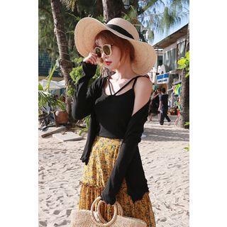 Set: Cross-strap Top + Open-front Cardigan