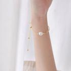 Natural Pearl Pull String Bracelet White Faux Pearl - Gold - One Size