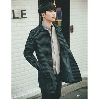 Raglan-shoulder Pinstriped Coat