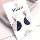 Two-tone Disc Dangle Earring Stainless Steel - Black - One Size