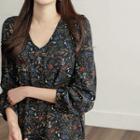 Ruffle-hem Floral Print Shirtdress With Sash