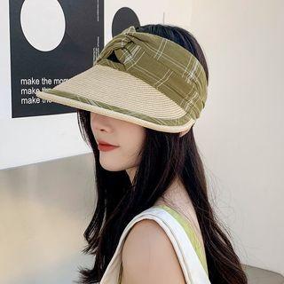 Plaid Straw Sun Hat