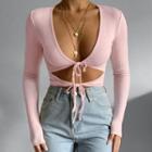 Long-sleeve Cut-out Crop Top
