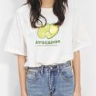 Short-sleeve Avocado Print T-shirt White - One Size