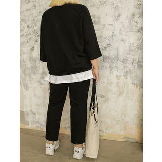 Plus Size Layered Printed T-shirt & Sweatpants Set