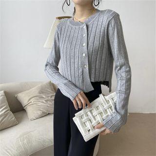 Asymmetric Long-sleeve Cropped Knit Top
