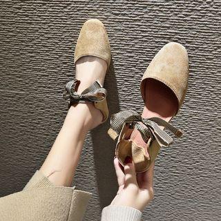 Plaid Bow Accent Closed-toe Sandals