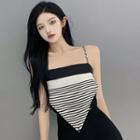 Mock Two-piece Striped Asymmetric Camisole Top