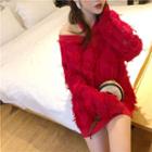 Halter-neck Fringed Sweater Red - One Size