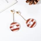 Striped Acrylic Hoop Dangle Earring 1 Pair - Gold - One Size