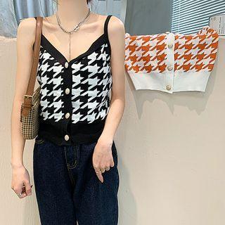 V-neck Knit Houndstooth Camisole